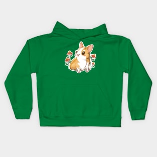 Corgi among the flowers Kids Hoodie